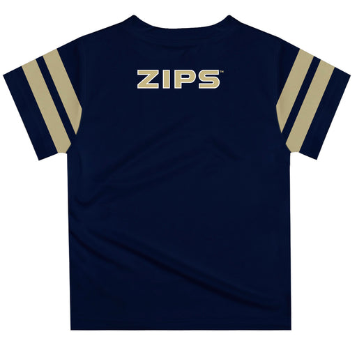 Akron Zips Vive La Fete Boys Game Day Navy Short Sleeve Tee with Stripes on Sleeves - Vive La Fête - Online Apparel Store