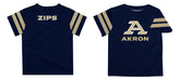Akron Zips Vive La Fete Boys Game Day Navy Short Sleeve Tee with Stripes on Sleeves - Vive La Fête - Online Apparel Store