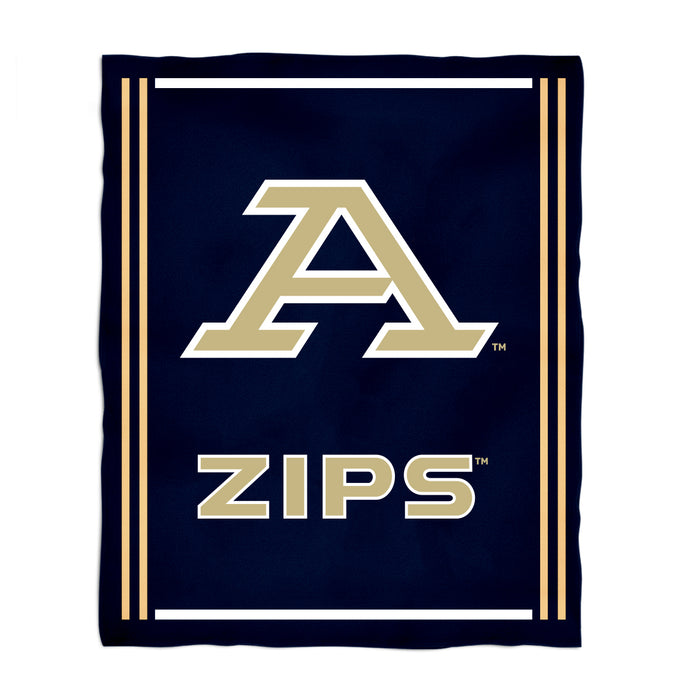 Akron Zips Vive La Fete Kids Game Day Navy Plush Soft Minky Blanket 36 x 48 Mascot