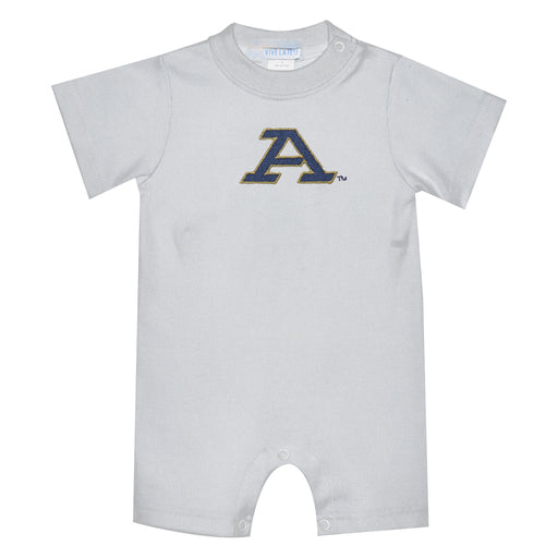 Akron Zips Embroidered White Knit Short Sleeve Boys Romper