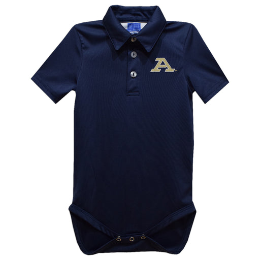 Akron Zips Embroidered Navy Solid Knit Polo Onesie