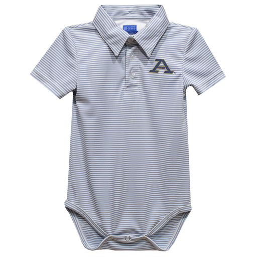 Akron Zips Embroidered Gray Stripe Knit Boys Polo Bodysuit