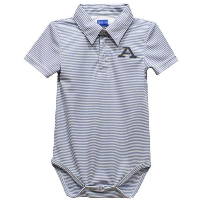 Akron Zips Embroidered Gray Stripe Knit Boys Polo Bodysuit