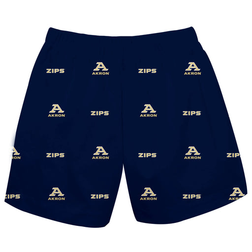 Akron Zips Vive La Fete Boys Game Day All Over Logo Elastic Waist Classic Play Blue Pull On Short