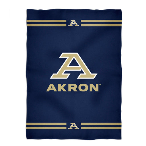 Akron Zips Vive La Fete Game Day Warm Lightweight Fleece Blue Throw Blanket 40 X 58 Logo and Stripes
