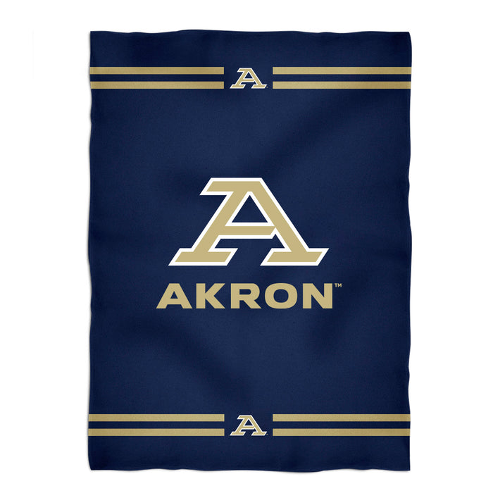 Akron Zips Vive La Fete Game Day Warm Lightweight Fleece Blue Throw Blanket 40 X 58 Logo and Stripes