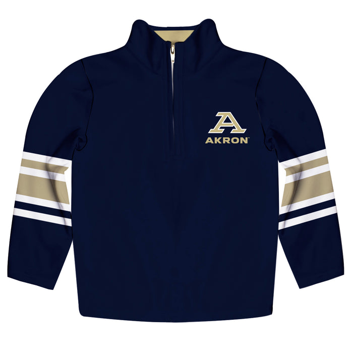 Akron Zips Vive La Fete Game Day Blue Quarter Zip Pullover Stripes on Sleeves