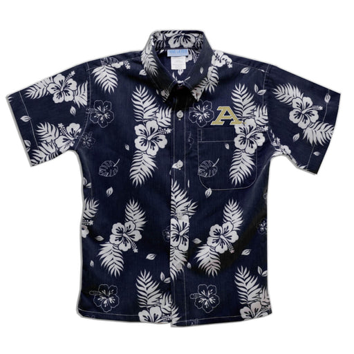 Akron Zips Navy Hawaiian Short Sleeve Button Down Shirt