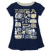 Akron Zips Hand Sketched Vive La Fete Impressions Artwork Blue Short Sleeve Top