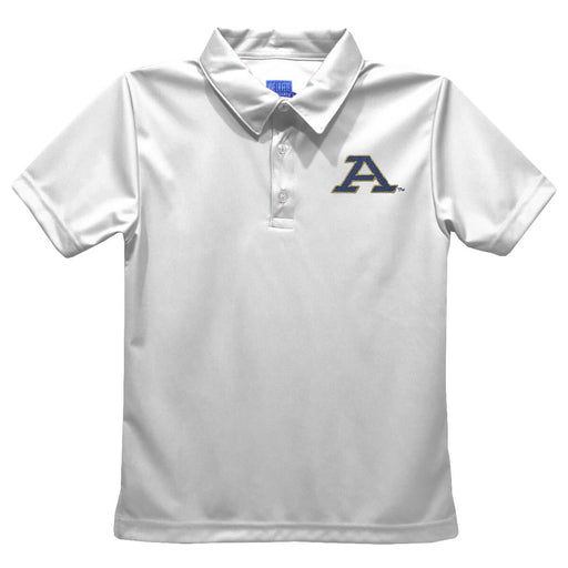 Akron Zips Embroidered White Short Sleeve Polo Box Shirt