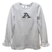 Akron Zips Embroidered White Knit Long Sleeve Girls Blouse