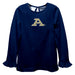 Akron Zips Embroidered Navy Knit Long Sleeve Girls Blouse