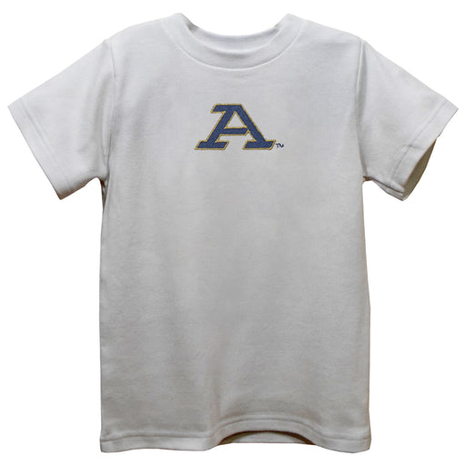 Akron Zips Embroidered White Knit Short Sleeve Boys Tee Shirt