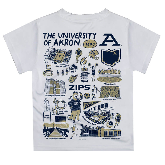 Akron Zips Hand Sketched Vive La Fete Impressions Artwork Boys Gold Short Sleeve Tee Shirt - Vive La Fête - Online Apparel Store