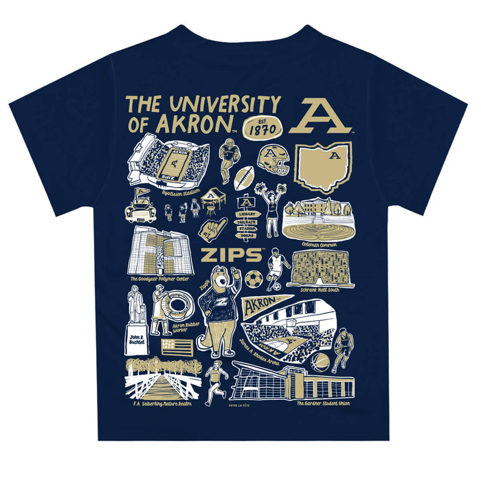 Akron Zips Hand Sketched Vive La Fete Impressions Artwork Boys Gold Short Sleeve Tee Shirt - Vive La Fête - Online Apparel Store