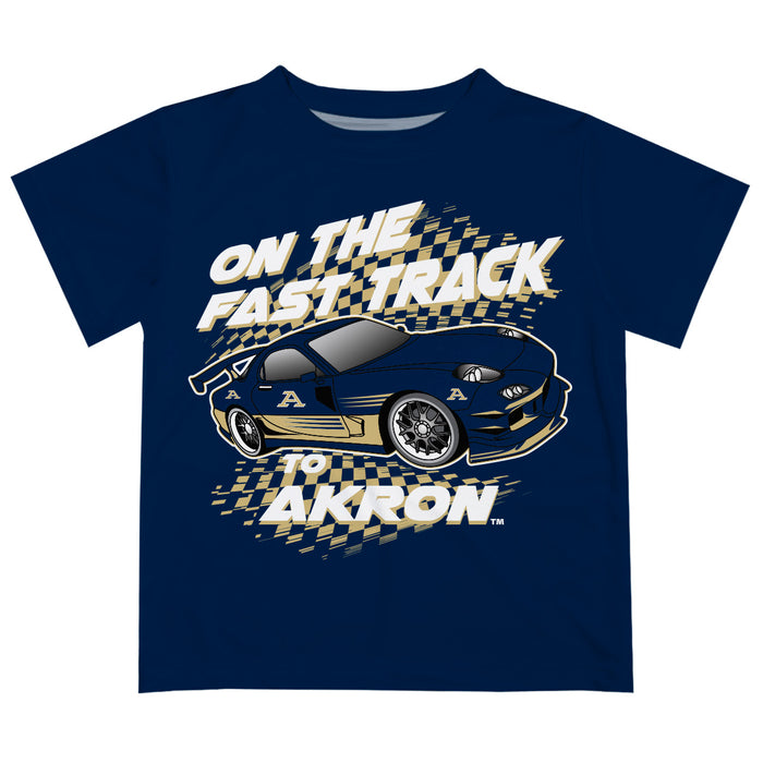Akron Zips Vive La Fete Fast Track Boys Game Day Blue Short Sleeve Tee