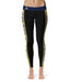 Akron Zips Vive La Fete Game Day Collegiate Gold Stripes Women Black Yoga Leggings 2 Waist Tights