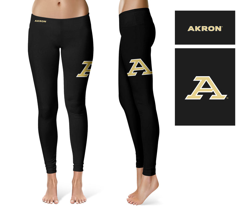 Akron Zips Vive La Fete Collegiate Large Logo on Thigh Women Black Yoga Leggings 2.5 Waist Tights - Vive La Fête - Online Apparel Store