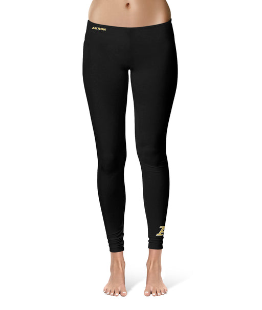 Akron Zips Vive La Fete Game Day Collegiate Logo at Ankle Women Black Yoga Leggings 2.5 Waist Tights