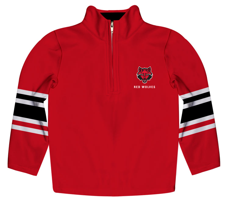 Arkansas State Red Wolves Vive La Fete Game Day Red Quarter Zip Pullover Stripes on Sleeves - Vive La Fête - Online Apparel Store