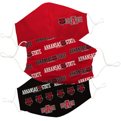 Arkansas State University Red Wolves Face Mask Red Set of Three - Vive La Fête - Online Apparel Store