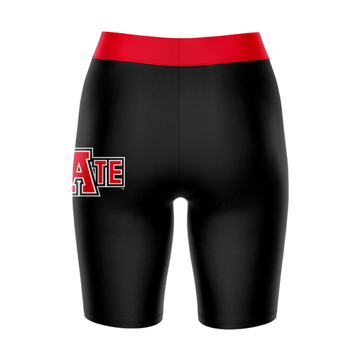 Arkansas State University Vive La Fete Game Day Logo on Thigh and Waistband Black and Red Women Bike Short 9 Inseam" - Vive La Fête - Online Apparel Store