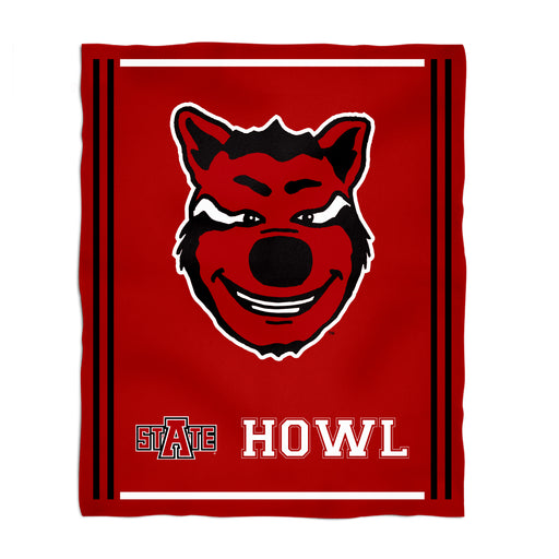 Arkansas State Red Wolves Vive La Fete Kids Game Day Red Plush Soft Minky Blanket 36 x 48 Mascot