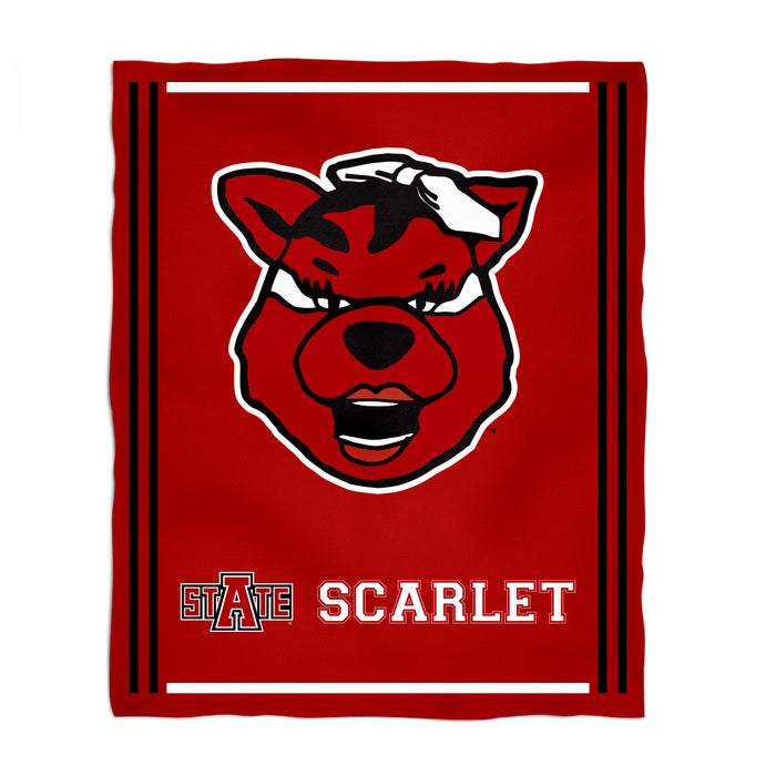 Arkansas State Red Wolves Vive La Fete Kids Game Day Red Plush Soft Minky Blanket 36 x 48 Mascot