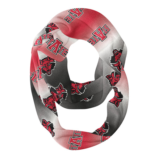Arkansas State Red Wolves Vive La Fete All Over Logo Game Day Collegiate Women Ultra Soft Knit Infinity Scarf