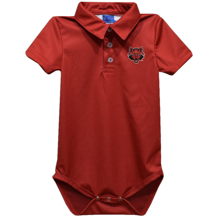 Arkansas State Red Wolves Embroidered Red Solid Knit Polo Onesie