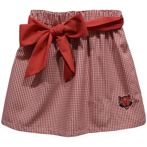 Arkansas State Red Wolves Embroidered Red Gingham Skirt With Sash
