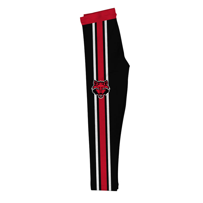 Arkansas State Red Wolves Vive La Fete Girls Game Day Black with Red Stripes Leggings Tights