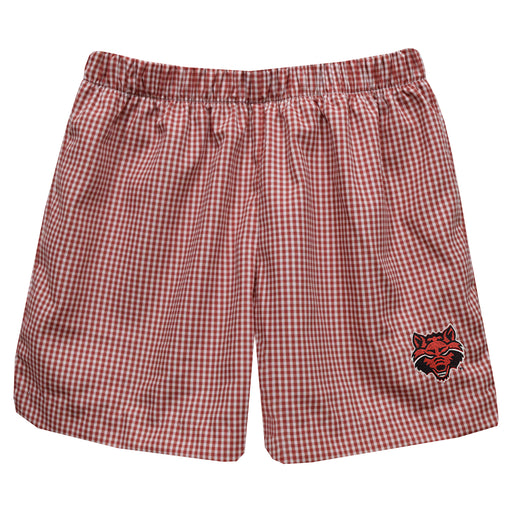 Arkansas State Red Wolves Embroidered Red Gingham Pull On Short