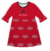 Arkansas State Red Wolves Vive La Fete Girls Game Day 3/4 Sleeve Solid Red All Over Logo on Skirt