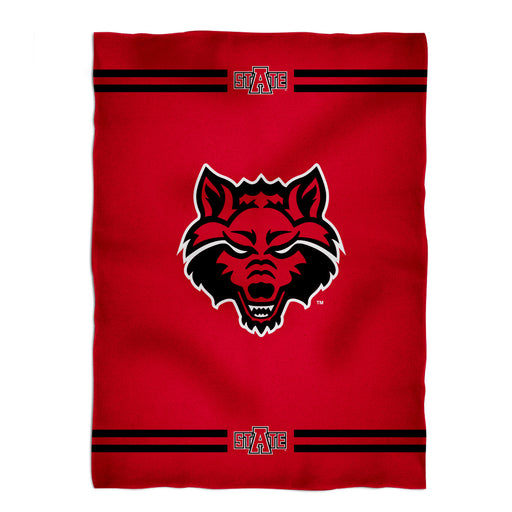Arkansas State Red Wolves Vive La Fete Game Day Warm Lightweight Fleece Red Throw Blanket 40 X 58 Logo and Stripes