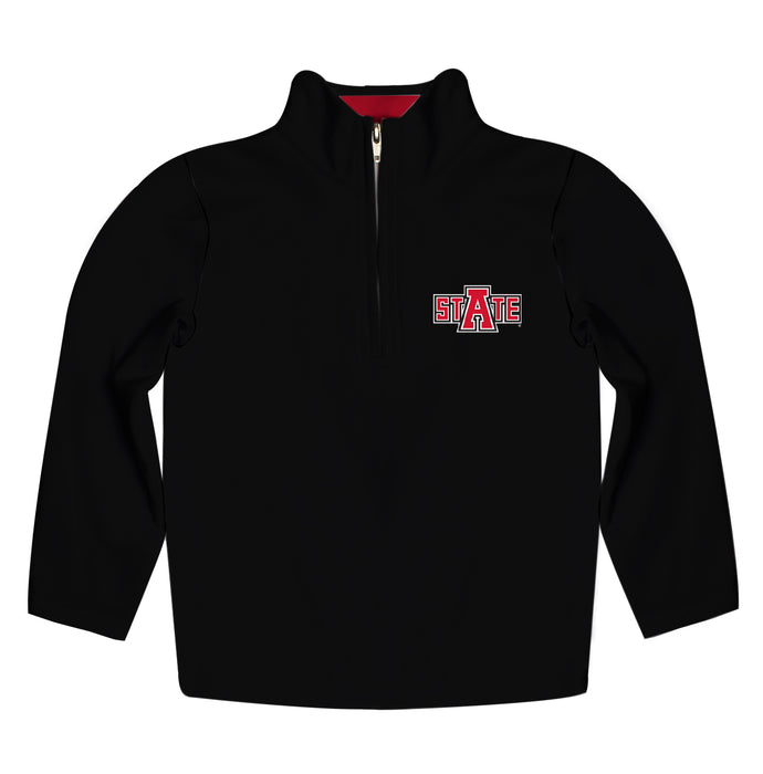Arkansas State Red Wolves Vive La Fete Game Day Solid Black Quarter Zip Pullover Sleeves