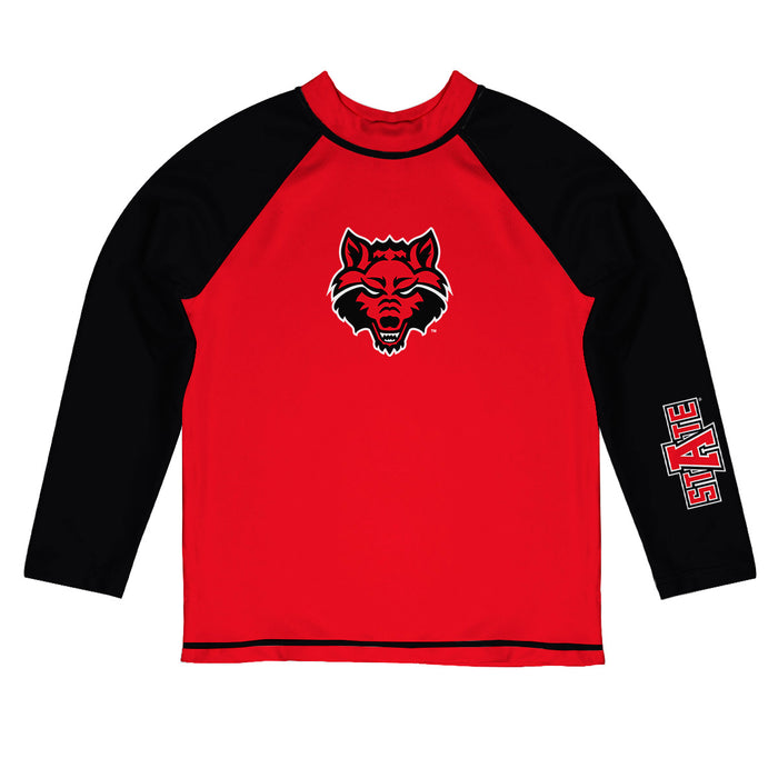Arkansas State Red Wolves Vive La Fete Logo Red Black Long Sleeve Raglan Rashguard