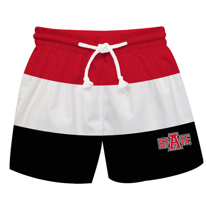 Arkansas State Red Wolves Vive La Fete Red White Black Stripes Swimtrunks V1