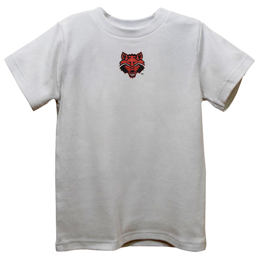 Arkansas State Red Wolves Embroidered White Short Sleeve Boys Tee Shirt