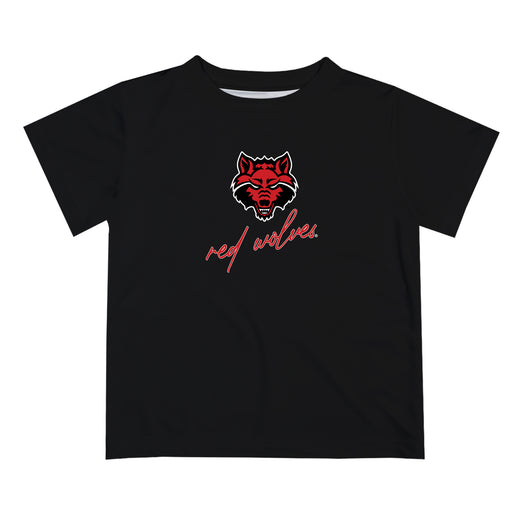 Arkansas State Red Wolves Vive La Fete Script V1 Black Short Sleeve Tee Shirt