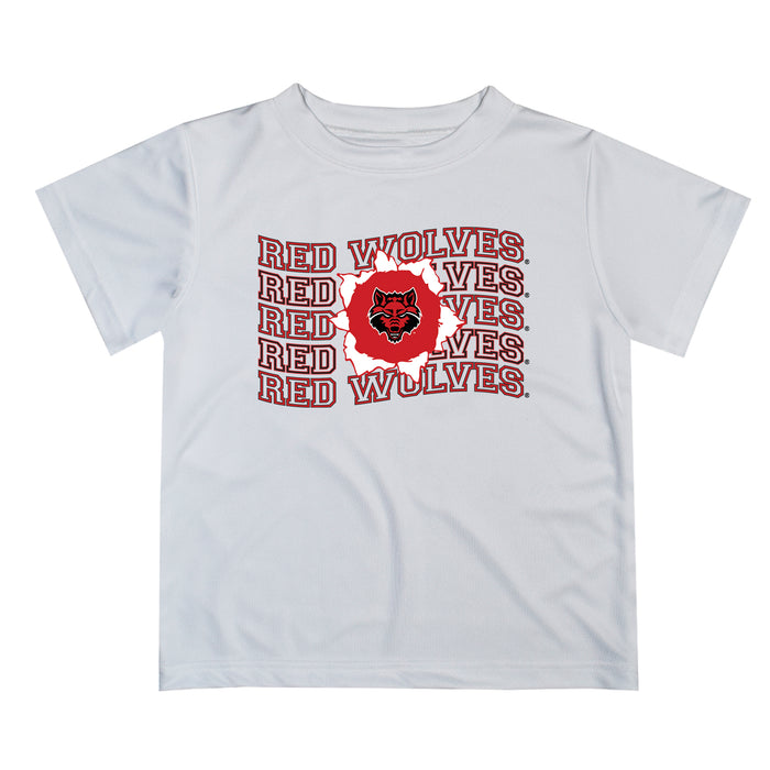 Arkansas State Red Wolves Vive La Fete White Art V1 Short Sleeve Tee Shirt