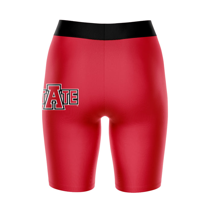 Arkansas State Red Wolves Vive La Fete Game Day Logo on Thigh and Waistband Red and Black Women Bike Short 9 Inseam - Vive La Fête - Online Apparel Store