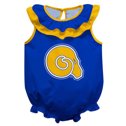 Albany State Rams ASU Blue Sleeveless Ruffle Onesie Mascot Bodysuit by Vive La Fete