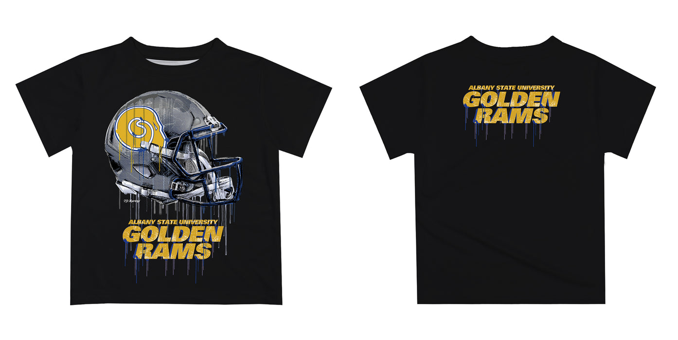 Albany State Rams ASU Original Dripping Football Helmet Black T-Shirt by Vive La Fete - Vive La Fête - Online Apparel Store