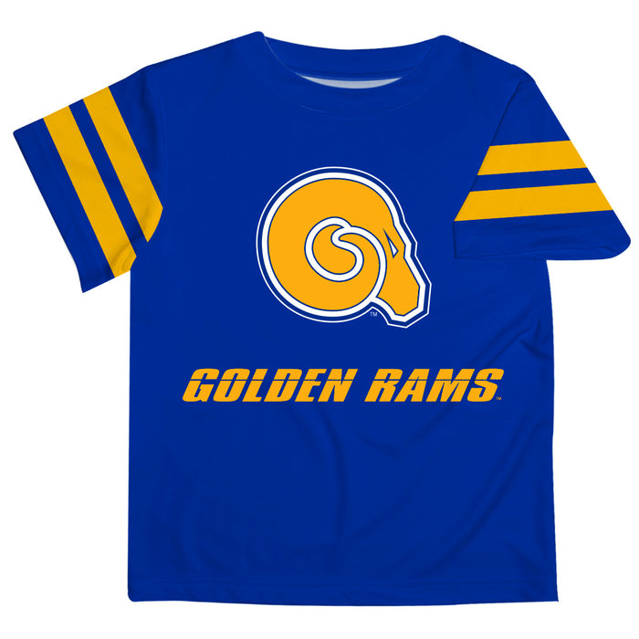 Albany State Rams ASU Vive La Fete Boys Game Day Blue Short Sleeve Tee with Stripes on Sleeves - Vive La Fête - Online Apparel Store