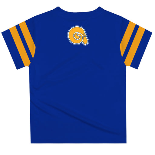 Albany State Rams ASU Vive La Fete Boys Game Day Blue Short Sleeve Tee with Stripes on Sleeves - Vive La Fête - Online Apparel Store
