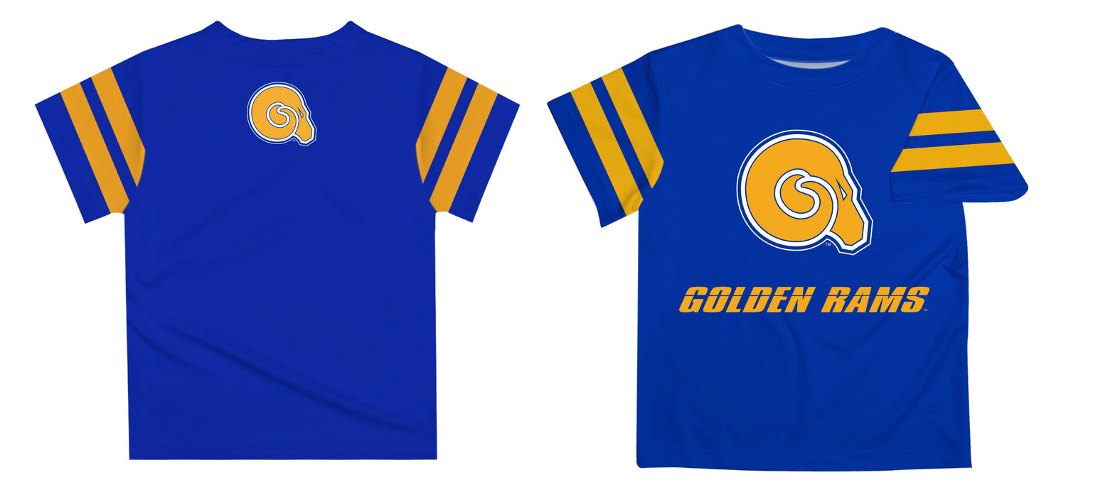 Albany State Rams ASU Vive La Fete Boys Game Day Blue Short Sleeve Tee with Stripes on Sleeves - Vive La Fête - Online Apparel Store