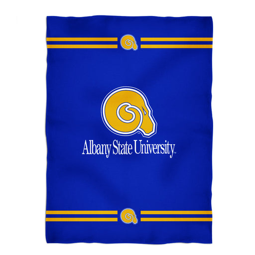 Albany State Rams ASU Vive La Fete Game Day Soft Premium Fleece Blue Throw Blanket 40" x 58” Logo and Stripes - Vive La Fête - Online Apparel Store