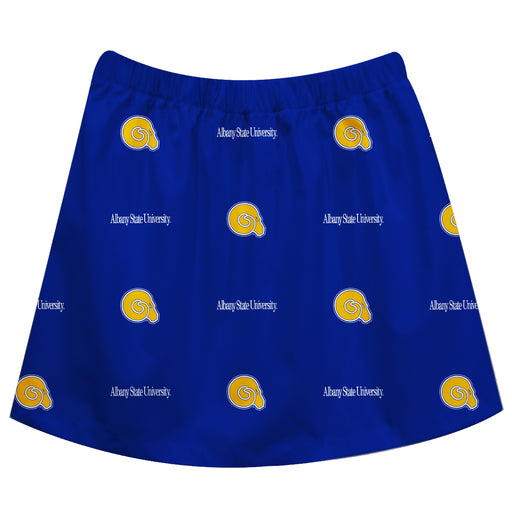 Albany State Rams ASU Vive La Fete Girls Game Day All Over Logo Elastic Waist Classic Play Blue Skirt - Vive La Fête - Online Apparel Store