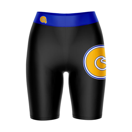 Albany State Rams ASU Vive La Fete Game Day Logo on Thigh and Waistband Black and Blue Women Bike Short 9 Inseam"